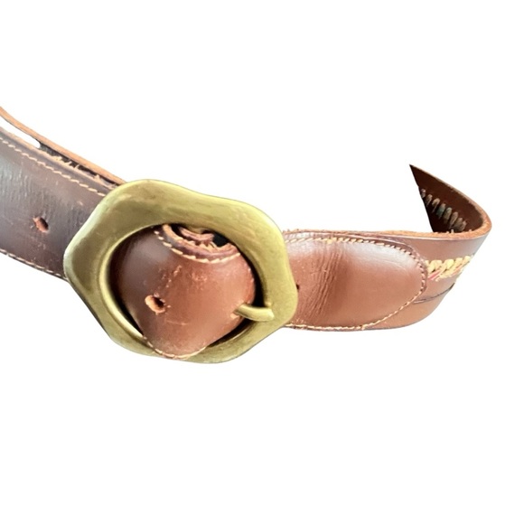 Lucky Brand Vintage Brown Woven Leather Belt Large Made in India - Picture 5 of 15